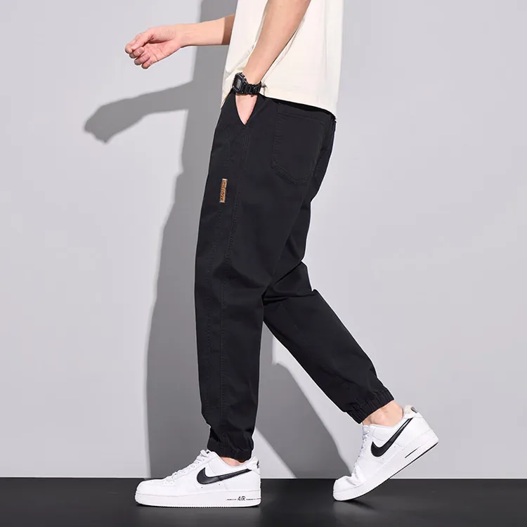 裤子男款夏季春秋季新款束脚休闲裤男纯棉百搭舒适宽松哈男装男裤