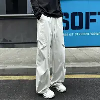 美式工装伞兵裤男秋季2025新款直筒宽松黑色长裤潮牌运动休闲裤子