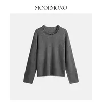 MOOI MONO"茸茸星光"显瘦小圆领织带高级长袖套头毛针织衫Z041H54