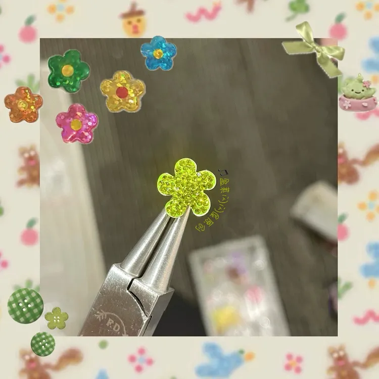 钛钢仿水晶耳饰 盈莱原创满钻花朵彩色少女复古芭蕾风可爱耳环