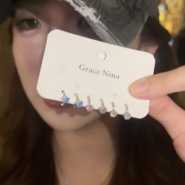 铜合金耳饰 星星锆石耳扣耳骨钉养耳洞小耳圈耳环女小众设计感