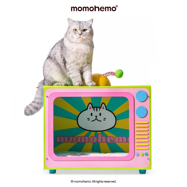 momohemo多巴胺电视机猫窝四季通用半封闭猫咪玩具猫抓板猫别墅