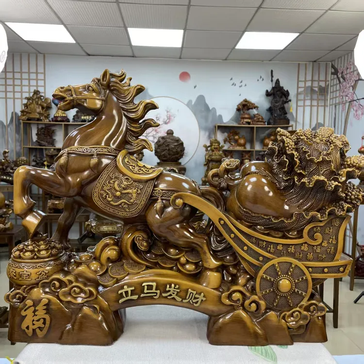 大号马拉车长41高32摆件玄关客厅家居办公室乔迁新居开业送礼装饰