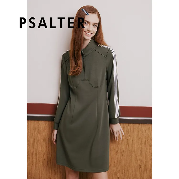 诗篇女装春季新款简约立领修身显瘦莫代尔卫衣裙连衣裙