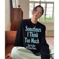 韩系秋季宽松长袖字母ins印花t恤女春秋百搭打底衫上衣圆领情侣装