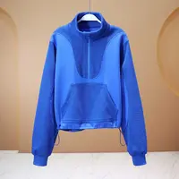 【程二女装】设计师款《柔蓝一水萦花草》普鲁士蓝加厚卫衣5832