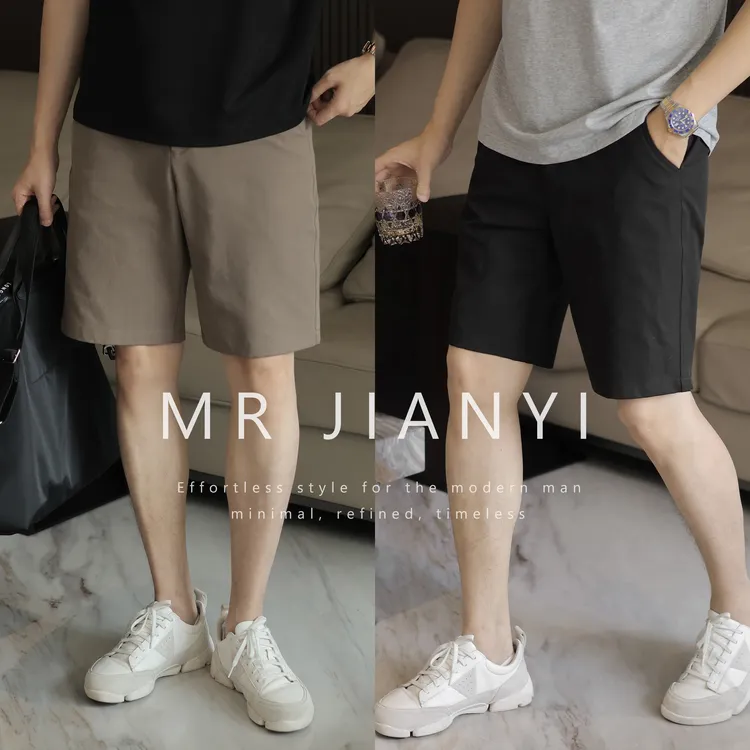 MRJIANYI夏季薄款高档简约松紧腰休闲短裤百搭男士短裤五分裤男