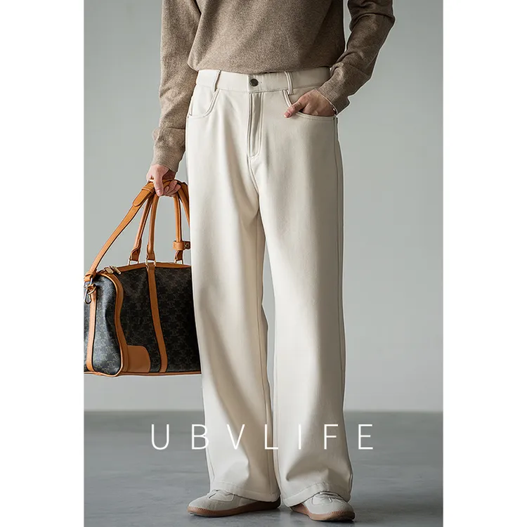 【莱赛尔天丝&棉】垂感直筒休闲裤男士2025冬季加绒保暖亲肤阔腿裤