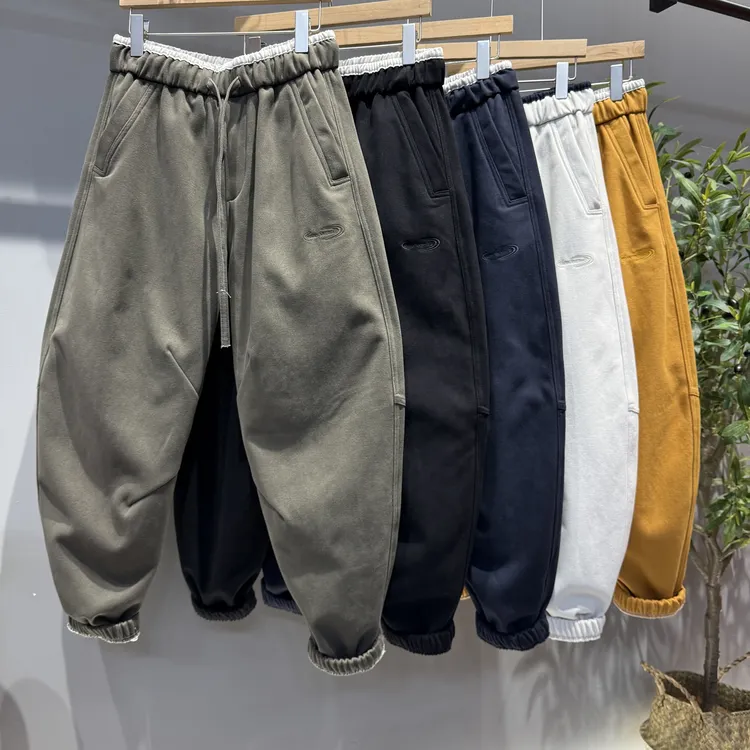 2025冬季新款加绒保暖工装卫裤男士棉布束脚运动长裤百搭休闲潮裤