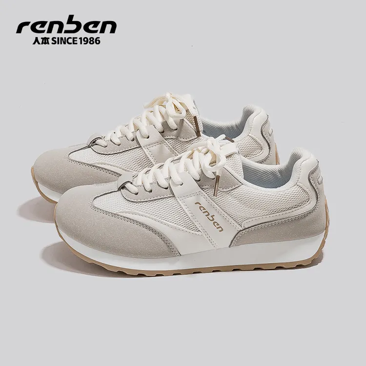 人本官方旗舰店女款时尚休闲鞋2025秋季新款复古百搭学生潮鞋厚底