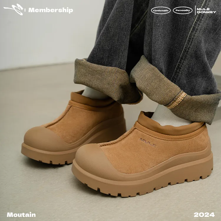 多嘴驴 【加绒加厚】冬季复古厚底板鞋雪地靴男女同款情侣