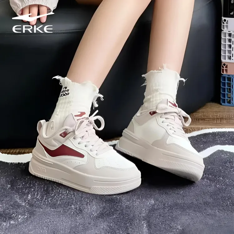 玩酷2.0丨鸿星尔克鞋子女款秋冬鞋板鞋休闲增高革面保暖小白鞋