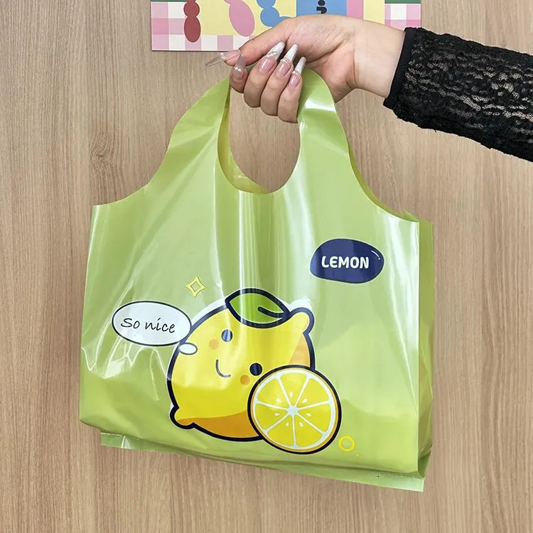 上班通勤手提袋卡通可爱打包袋加厚水果食品级塑料袋礼品袋家用