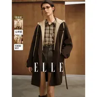 【山羊绒】ELLE女装绵羊毛双面呢大衣25冬新款毛呢外套EN53448