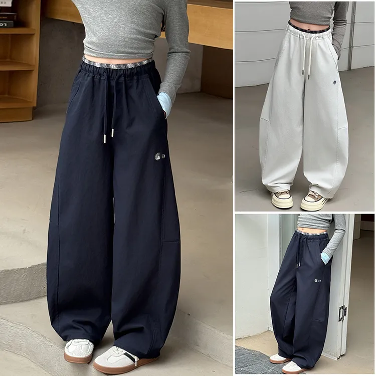 女童裤子春秋款2025新款中大童网红洋气小女孩秋装休闲潮款弯刀裤