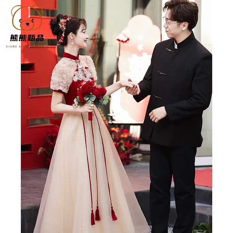 敬酒服新娘2025中式旗袍订婚礼服女连衣裙回门结婚当天便装裙子dd