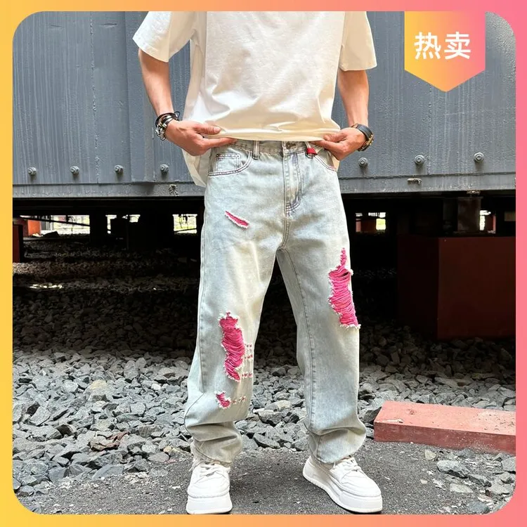 百搭男士痞帅休闲裤牛仔裤子潮流直筒裤大气街头美式长裤阔腿2025