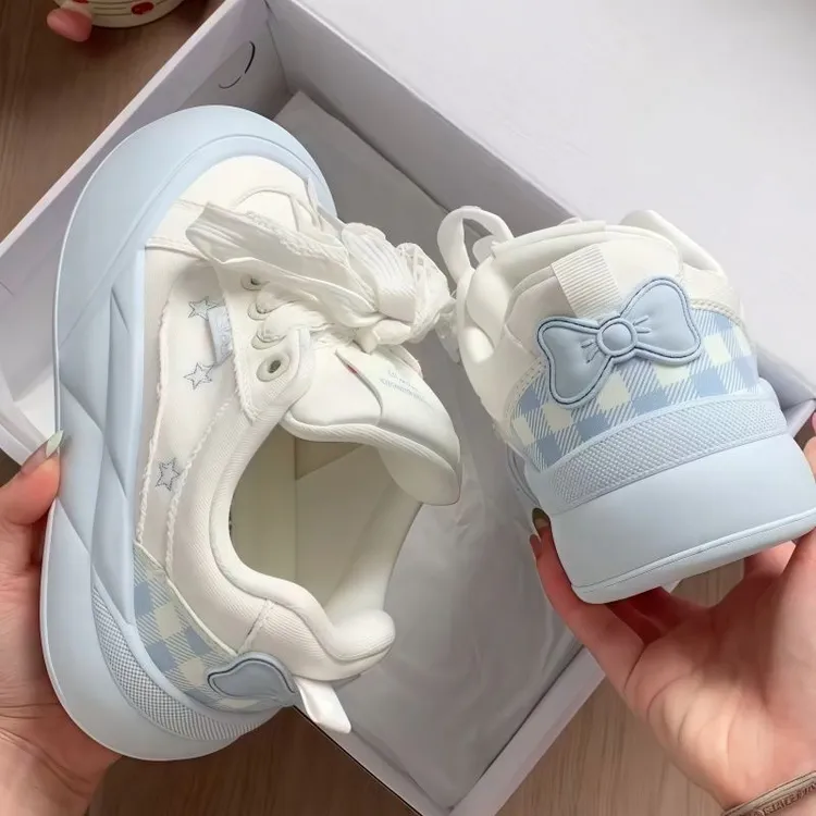 韩系板鞋女款2025新款夏季配裙子厚底小白鞋子女ins潮小众面包鞋