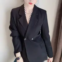 黑色气质西装外套女2025秋季新款小众设计收腰显瘦修身西服上衣