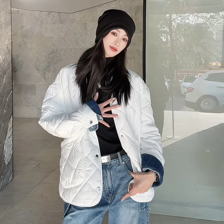 AMASS/阿玛施时尚宽松圆领压线菱形格新雪丽棉服5400730-1126261