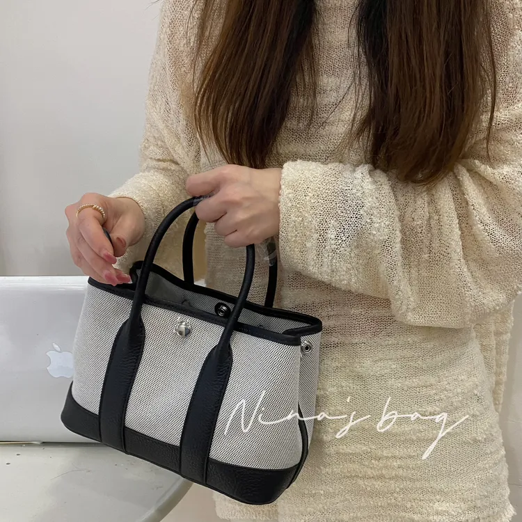 手工蜡线Garden23花园mini帆布编织撞色熊猫手提包单肩包女士女包