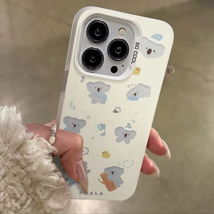 适用苹果16卡通呆萌考拉手机壳15情侣14/11promax防摔可爱彩银