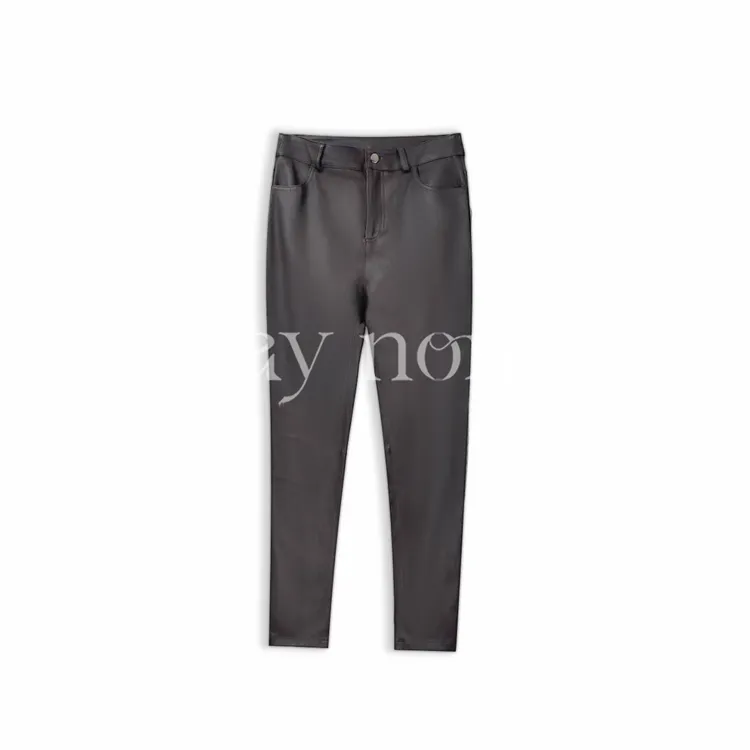 懒猫nono│Saynono 时尚气质复古百搭绵羊皮皮裤直筒裤 GY1158WY