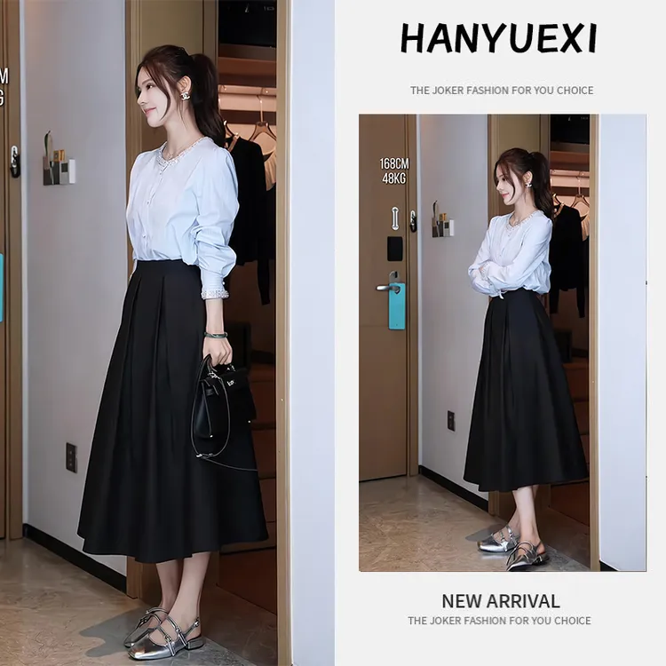 夏季一整套女装2025年新款韩版减龄休闲气质长袖上衣半身裙两件套