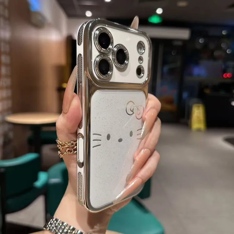 可爱滴胶鎏金表情猫咪适用苹果17proMax手机壳iPhone16高级15时尚