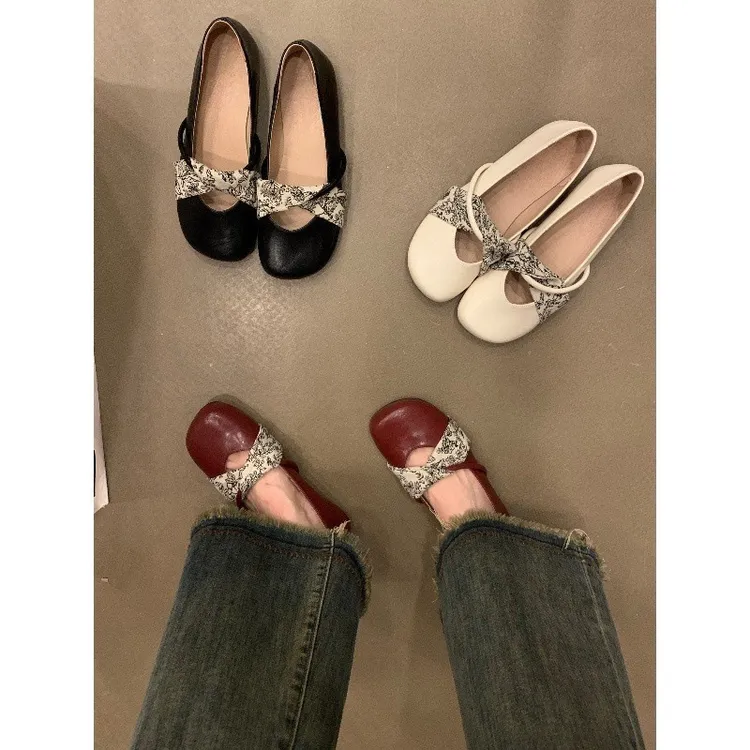 复古百搭圆头一脚蹬玛丽珍小皮鞋女鞋子不累脚通勤奶奶鞋平底单鞋