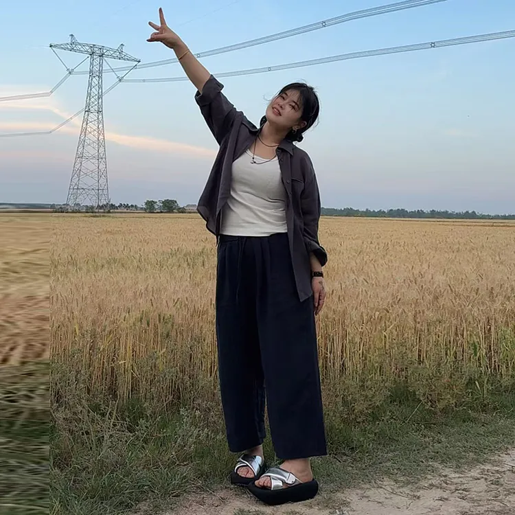 【九九】冰感薄款莱塞尔亚麻裤女2025夏季新款遮肉显瘦休闲阔腿裤女