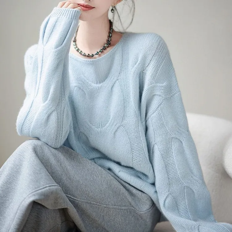 2024年秋冬｜高克重/多瑙河毛衣｜慵懒风一字领针织衫优雅宽松