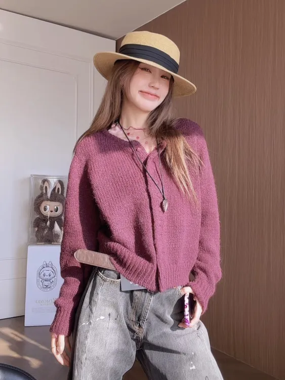 【早秋氛围】设计师款针织开衫毛衣女2025新款上衣ZYT7188