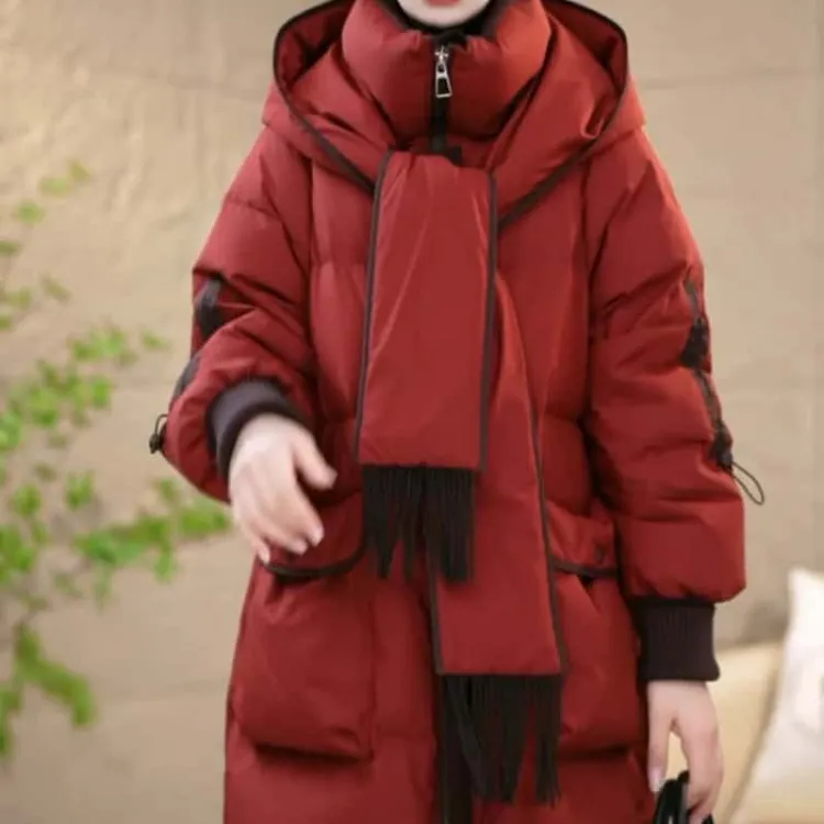 2025冬季新款洋气白鸭绒宽松大码加厚羽绒服女中长款小个子外套女