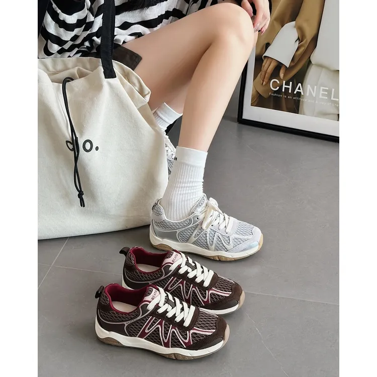 SANFU/三福2025夏季复古透气女鞋德训鞋平底时尚运动休闲鞋百搭鞋