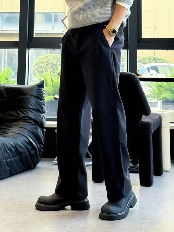 丁先森-轻奢高定款秋冬毛呢保暖男士直筒百搭休闲裤/7836