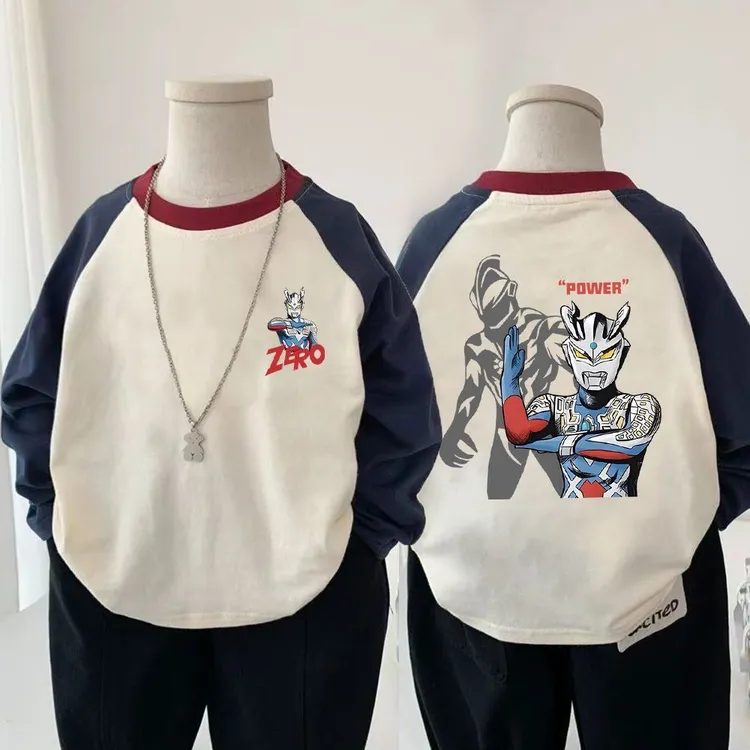 男童赛罗奥特曼衣服春秋宝宝长袖纯棉T恤秋装中小童装潮牌打底衫