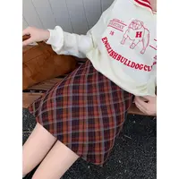 2025秋装新款胖mm大码女格子高腰显瘦复古百搭半身裙33025