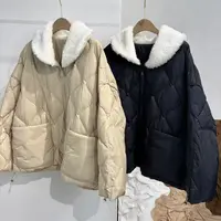 CSY5461 德国客人订单 颗粒感双色菱格绗缝羽绒服