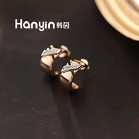 铜合金合成锆石耳饰 高定优雅百搭撞色交叉字母X耳钉AAA