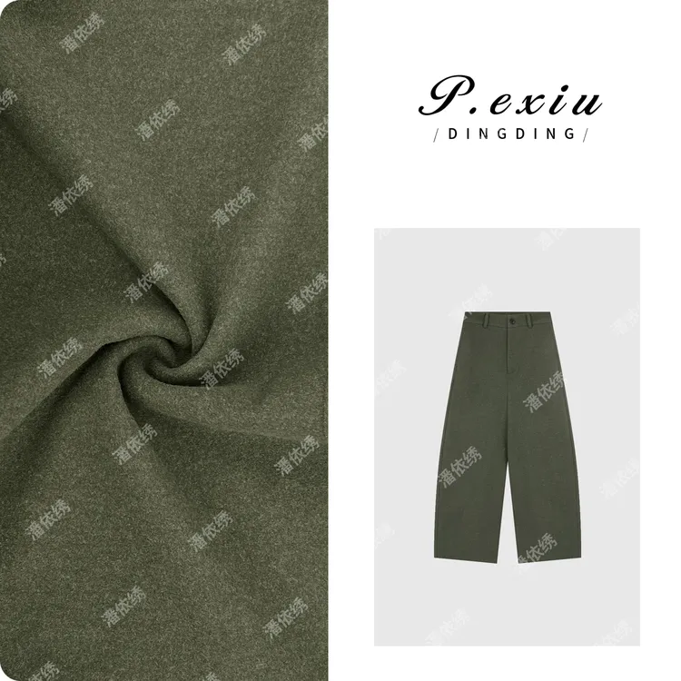 PanYiXiu/潘依绣立体剪裁毛呢简约百搭弯刀裤休闲裤M9141