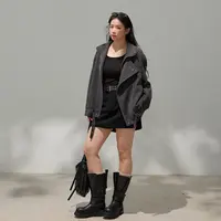 张大人【曼城旧事】大码女装微胖妹妹美式工装外套内搭包臀短裙套装