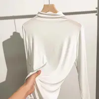 552【衣长53】早秋半高领内搭打底衫秋季新款修身薄款长袖女士t恤