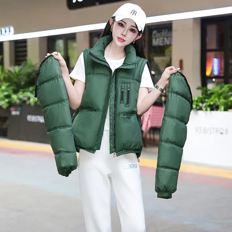 可拆卸袖子棉服马甲女2025冬季新款时尚洋气棉衣外套加厚保暖棉袄