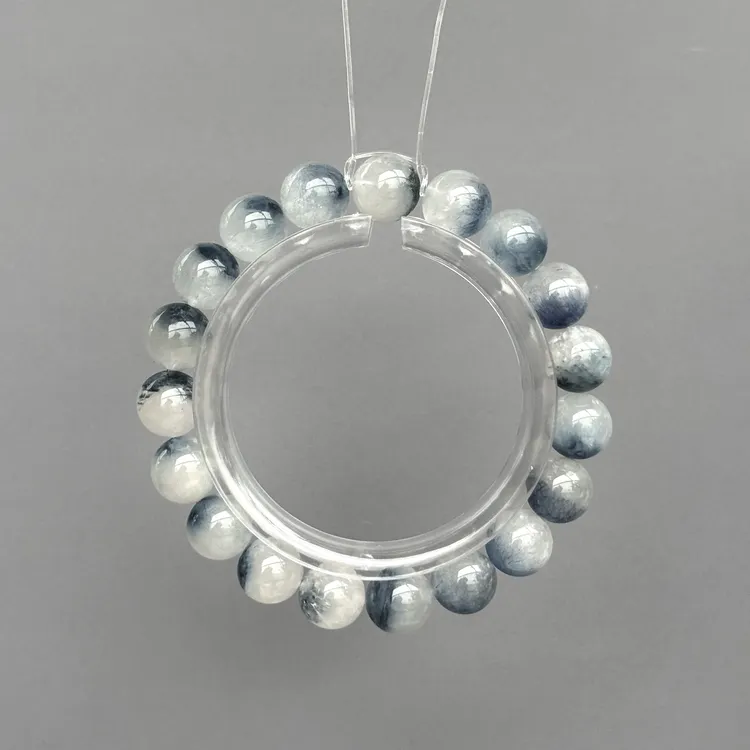 【司辰璀璨】天然蓝兔毛圆珠手链蓝色细发晶手串水晶海蓝宝灰月光