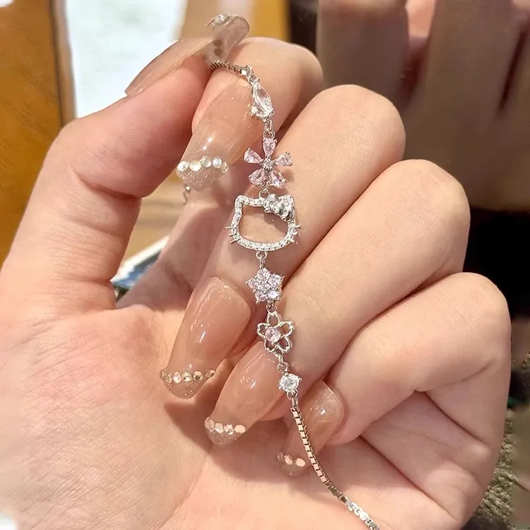 铜合金手链 Hellokitty樱花手链女小众高级感2025新款凯蒂猫手饰 