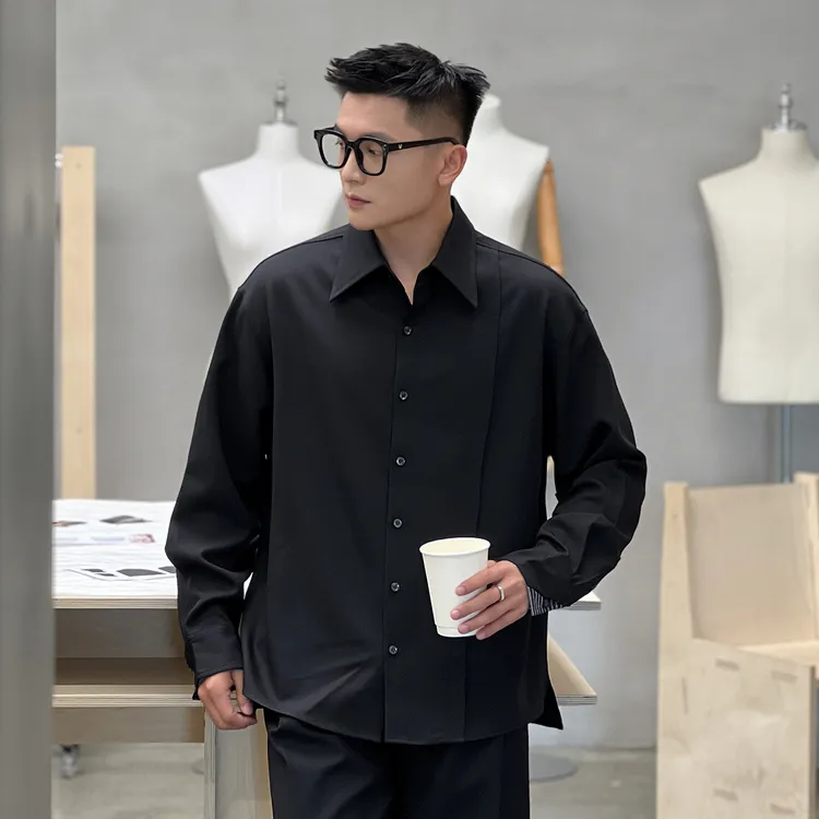 NO22WEAR【通勤小心机】条纹拼接侧边裁片设计款衬衫男士高级感上衣