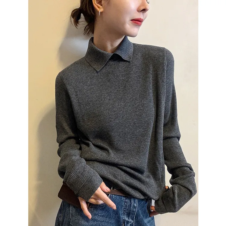 POLO领打底针织衫女2025秋冬新款微胖mm遮肉显瘦休闲百搭别致毛衣