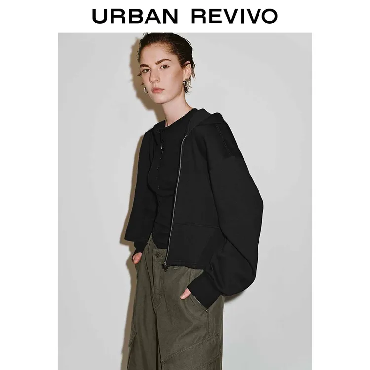 UR2025秋季新款女装连帽拉链收腰短款外套UWM150098