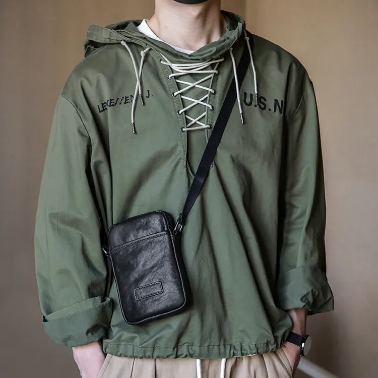 古造真皮男士手机包头层植鞣牛皮复古休闲百搭潮牌单肩斜挎小背包